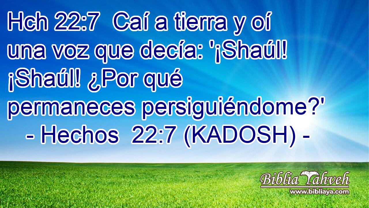 Hch 22:7  Caí a tierra y oí una voz que decía: '¡Shaúl! ¡Shaúl! ¿Por qué permaneces persiguiéndome?' 
