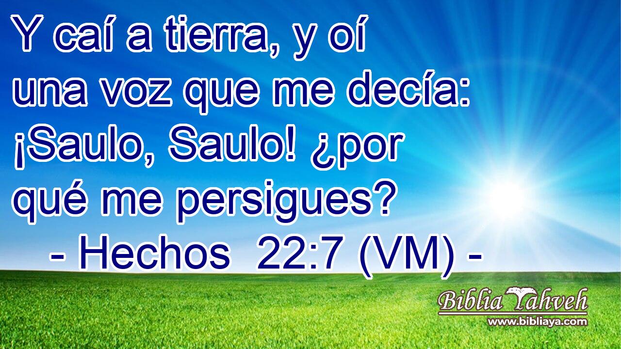  Y caí a tierra, y oí una voz que me decía: ¡Saulo, Saulo! ¿por qué me persigues? 