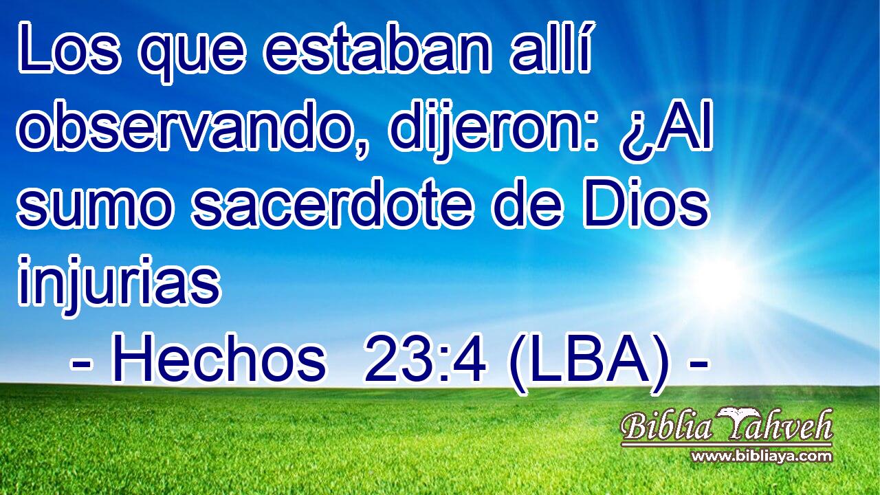 Los que estaban allí observando, dijeron: ¿Al sumo sacerdote de Dios injurias