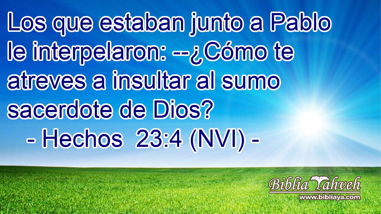  Los que estaban junto a Pablo le interpelaron: --¿Cómo te atreves a insultar al sumo sacerdote de Dios? 