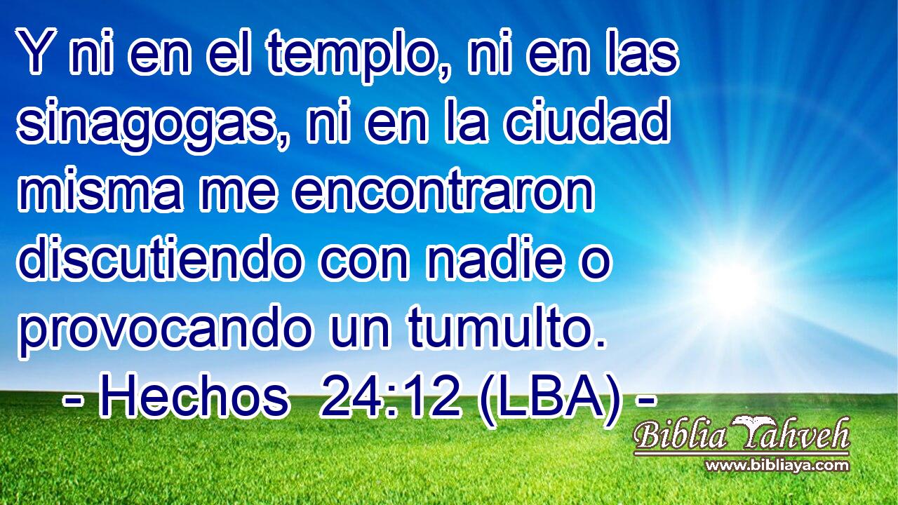Y ni en el templo, ni en las sinagogas, ni en la ciudad misma me encontraron discutiendo con nadie o provocando un tumulto.