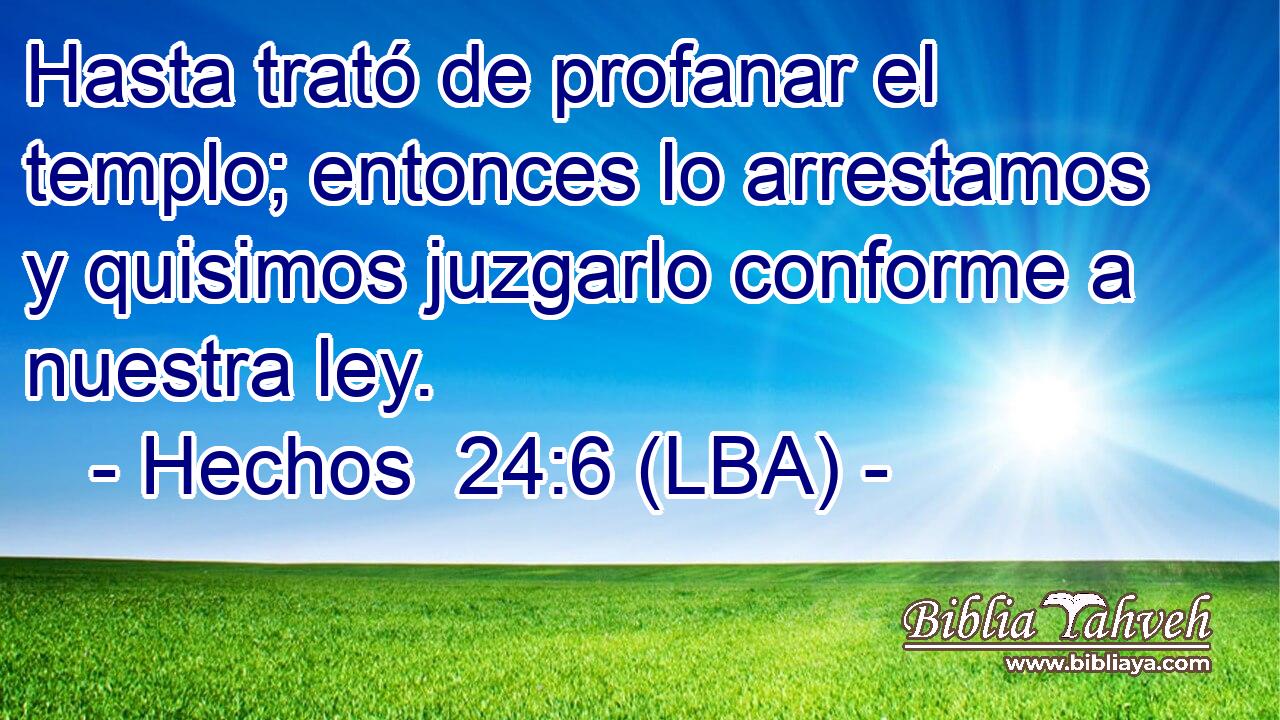 Hasta trató de profanar el templo; entonces lo arrestamos y quisimos juzgarlo conforme a nuestra ley.