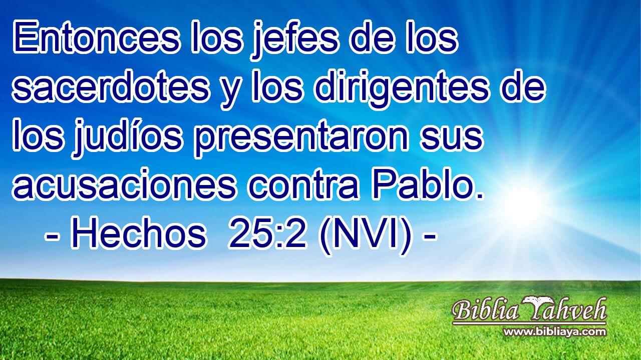  Entonces los jefes de los sacerdotes y los dirigentes de los judíos presentaron sus acusaciones contra Pablo. 