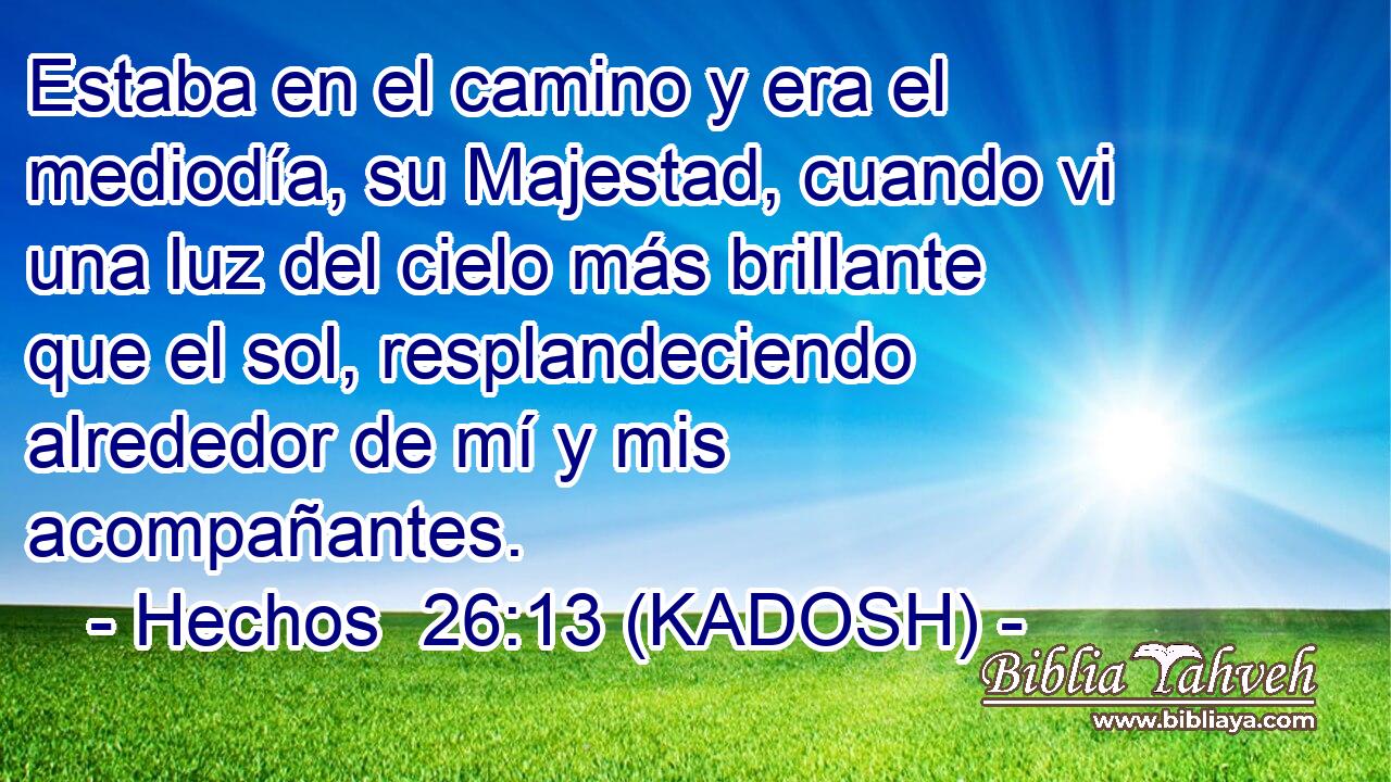  Estaba en el camino y era el mediodía, su Majestad, cuando vi una luz del cielo más brillante que el sol, resplandeciendo alrededor de mí y mis acompañantes. 
