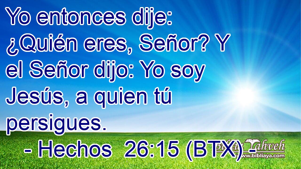 Yo entonces dije: ¿Quién eres, Señor? Y el Señor dijo: Yo soy Jesús, a quien tú persigues.