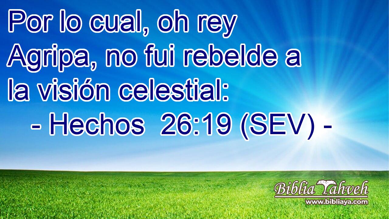 Por lo cual, oh rey Agripa, no fui rebelde a la visión celestial: