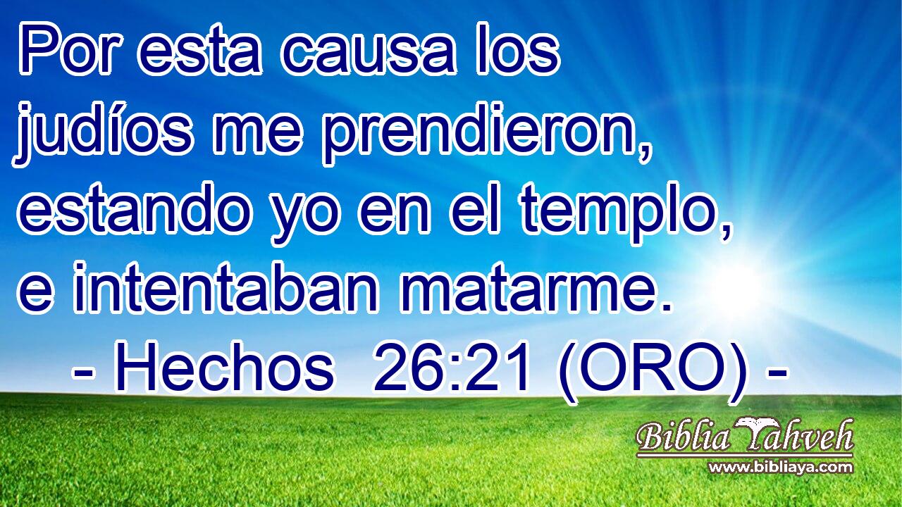 Por esta causa los judíos me prendieron, estando yo en el templo, e intentaban matarme. 