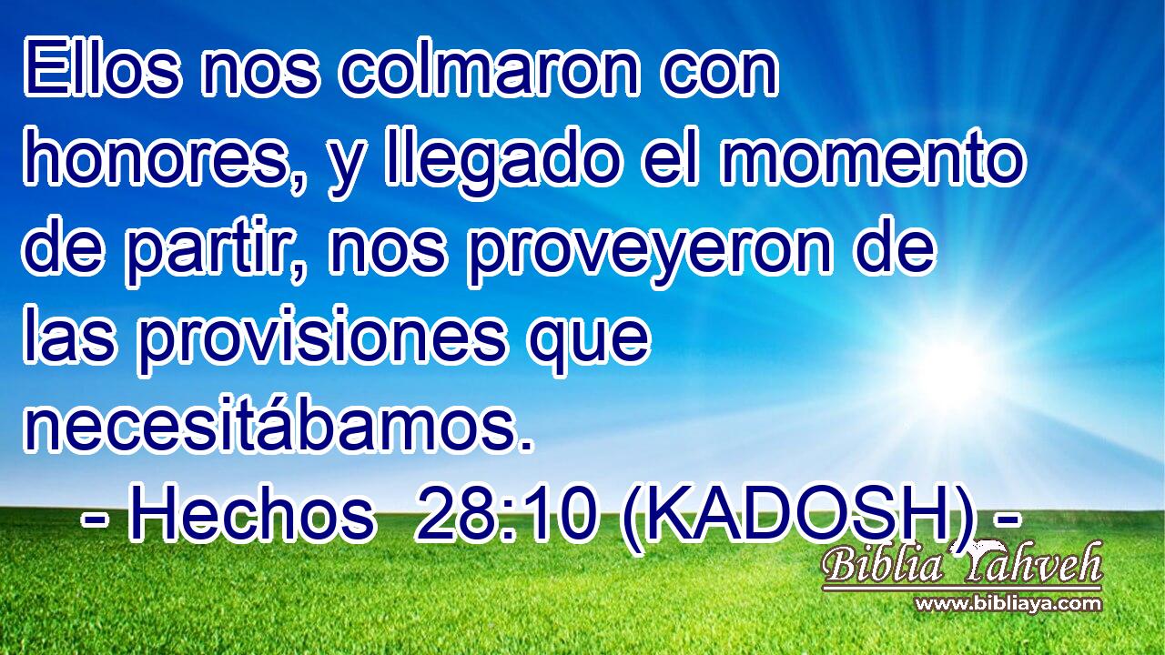  Ellos nos colmaron con honores, y llegado el momento de partir, nos proveyeron de las provisiones que necesitábamos. 
