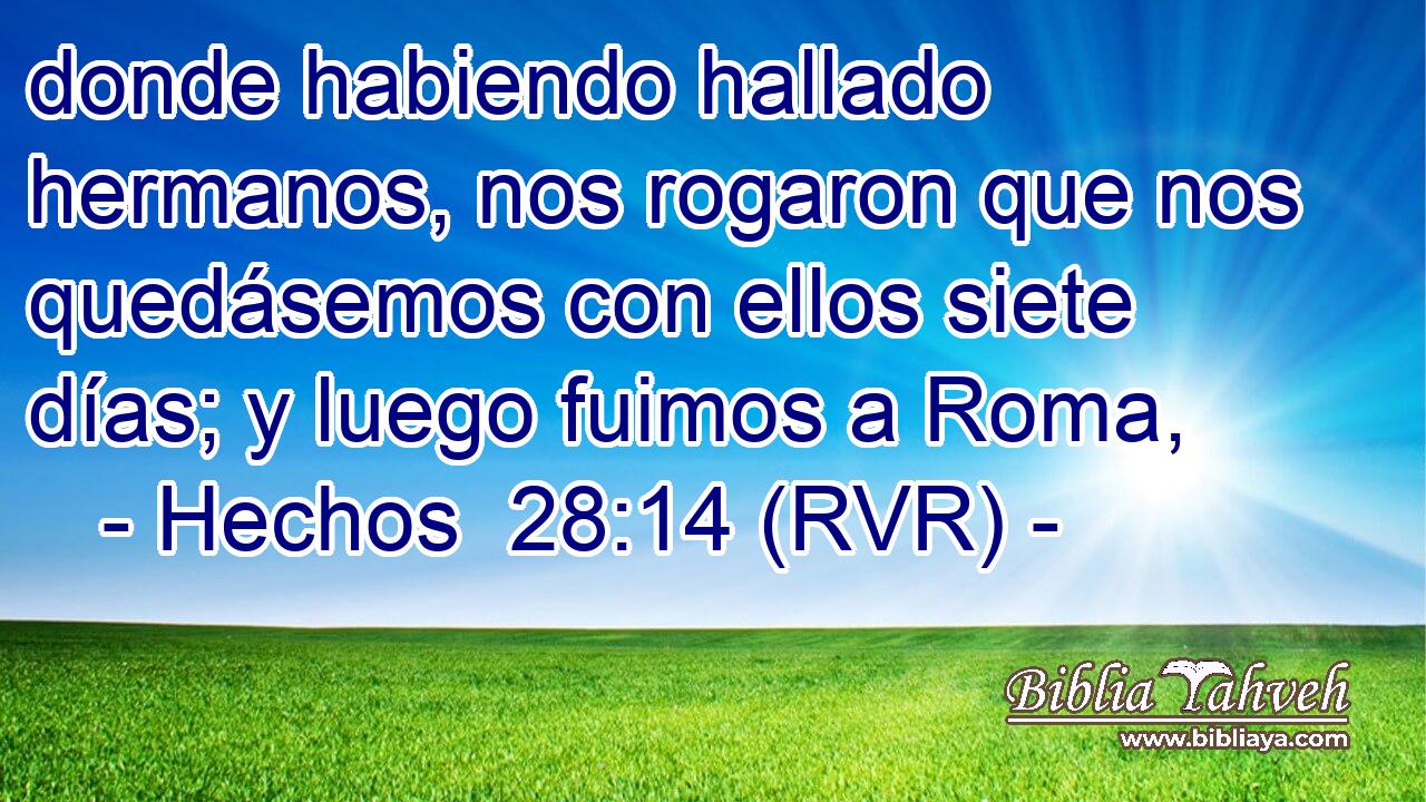 donde habiendo hallado hermanos, nos rogaron que nos quedásemos con ellos siete días; y luego fuimos a Roma,