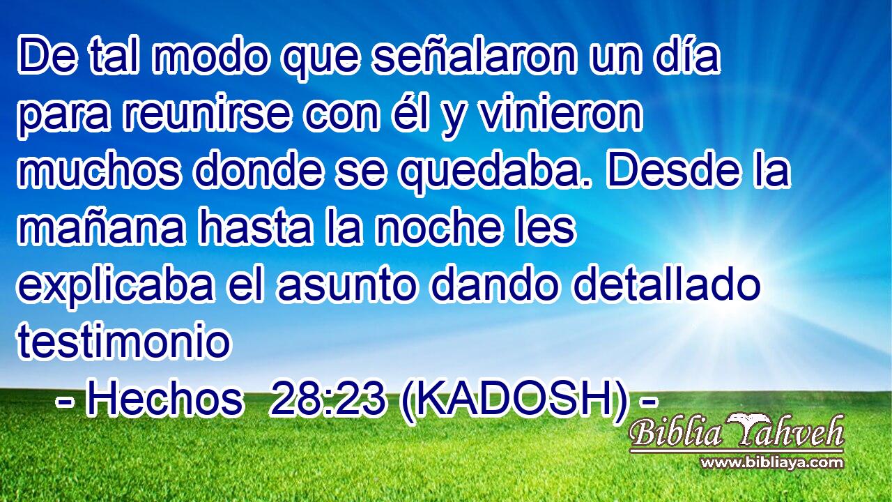  De tal modo que señalaron un día para reunirse con él y vinieron muchos donde se quedaba. Desde la mañana hasta la noche les explicaba el asunto dando detallado testimonio 