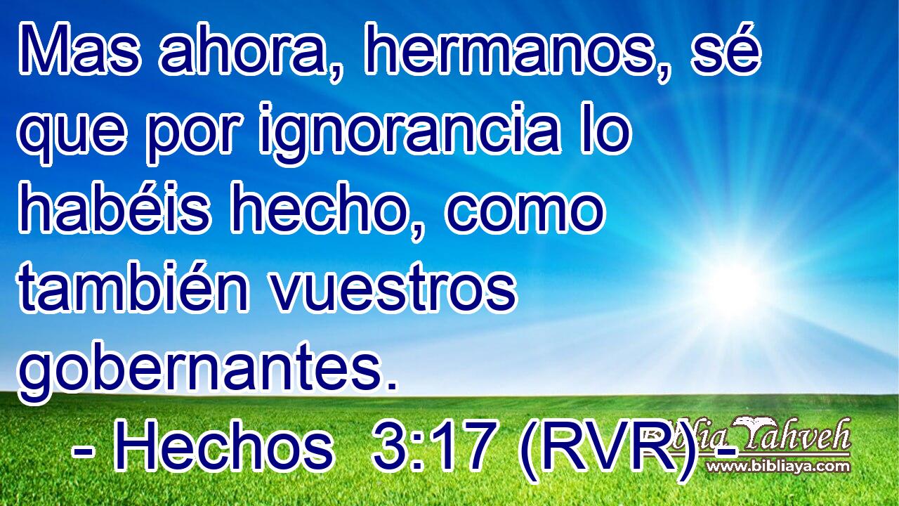 Mas ahora, hermanos, sé que por ignorancia lo habéis hecho, como también vuestros gobernantes.
