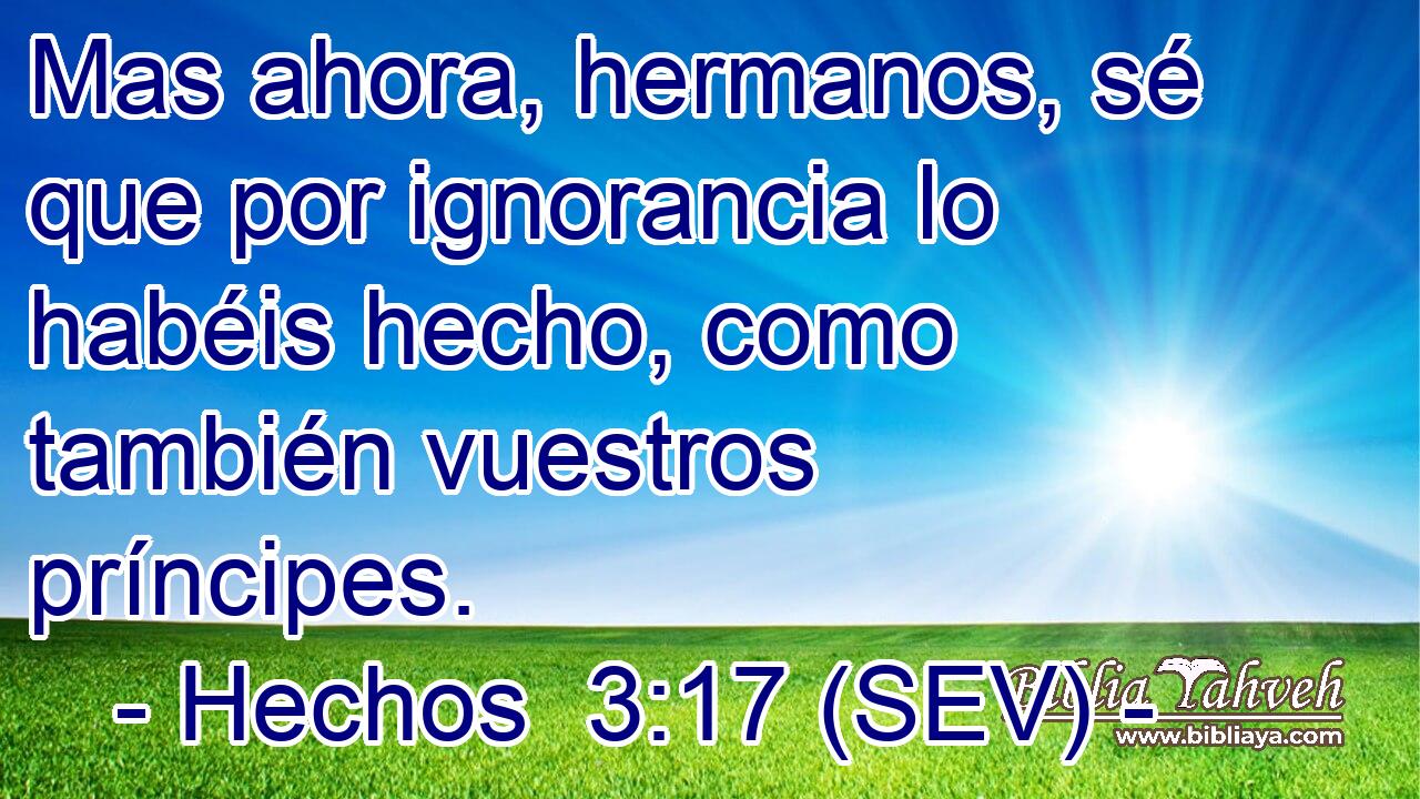 Mas ahora, hermanos, sé que por ignorancia lo habéis hecho, como también vuestros príncipes.