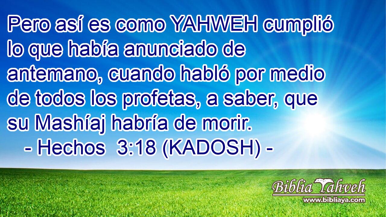  Pero así es como YAHWEH cumplió lo que había anunciado de antemano, cuando habló por medio de todos los profetas, a saber, que su Mashíaj habría de morir. 