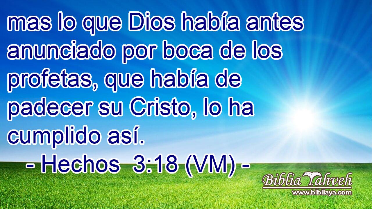 mas lo que Dios había antes anunciado por boca de los profetas, que había de padecer su Cristo, lo ha cumplido así. 