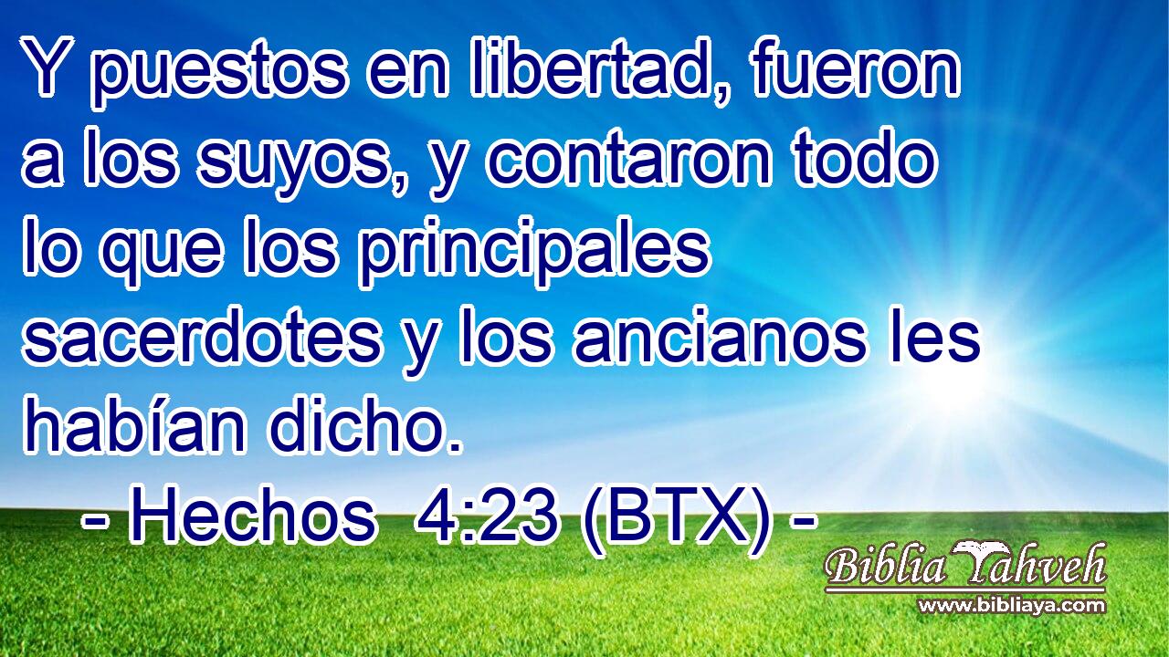 Y puestos en libertad, fueron a los suyos, y contaron todo lo que los principales sacerdotes y los ancianos les habían dicho.