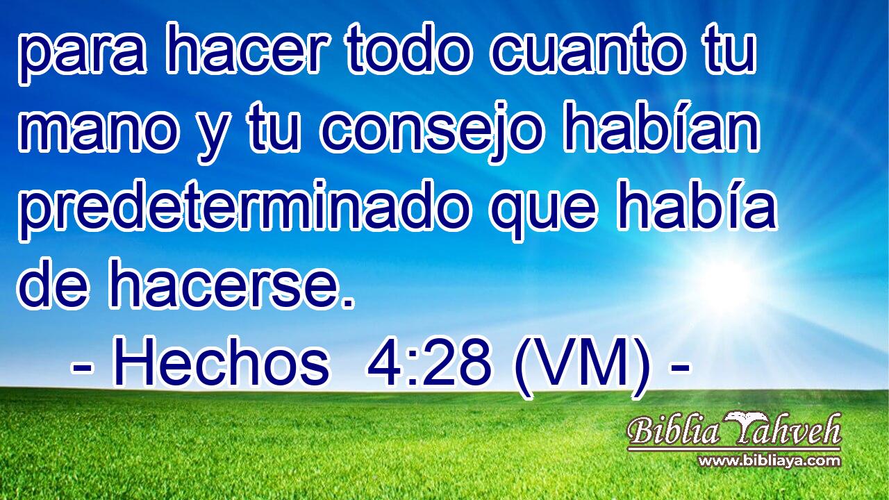  para hacer todo cuanto tu mano y tu consejo habían predeterminado que había de hacerse. 