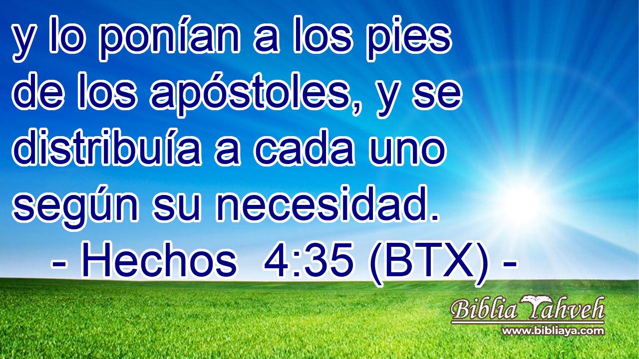 y lo ponían a los pies de los apóstoles, y se distribuía a cada uno según su necesidad.