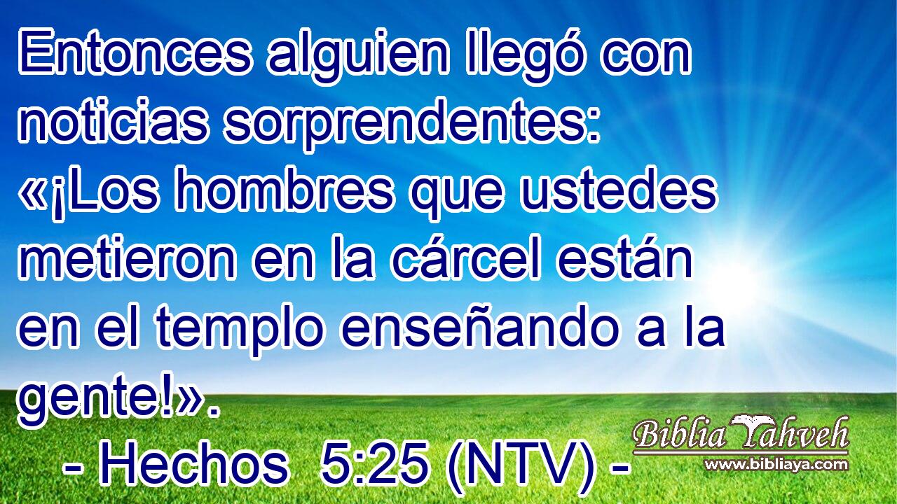 Entonces alguien llegó con noticias sorprendentes: «¡Los hombres que ustedes metieron en la cárcel están en el templo enseñando a la gente!».