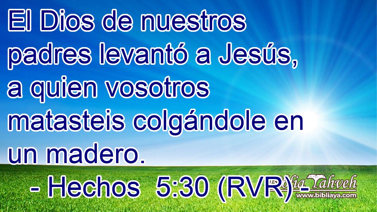 El Dios de nuestros padres levantó a Jesús, a quien vosotros matasteis colgándole en un madero.