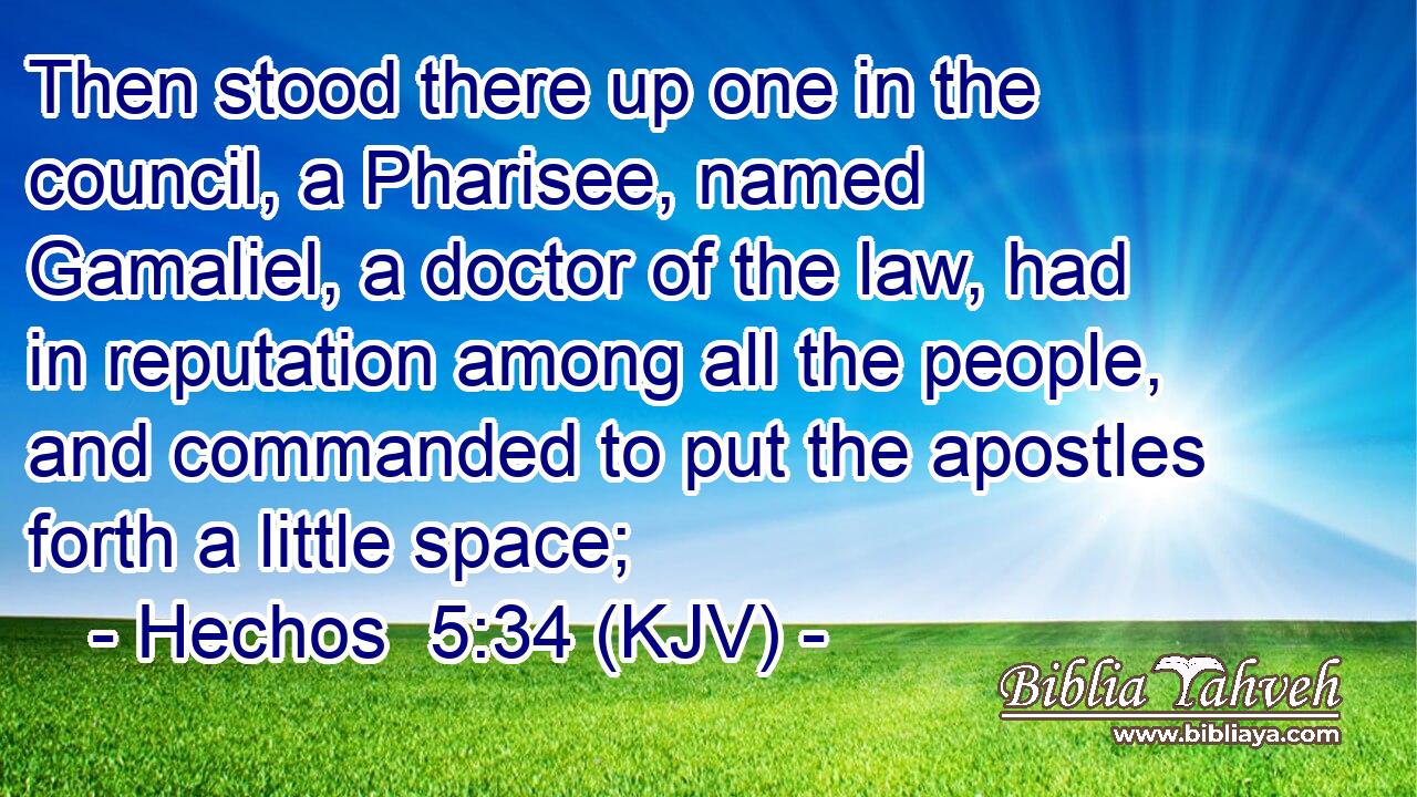 Then stood there up one in the council, a Pharisee, named Gamaliel, a doctor of the law, had in reputation among all the people, and commanded to put the apostles forth a little space;