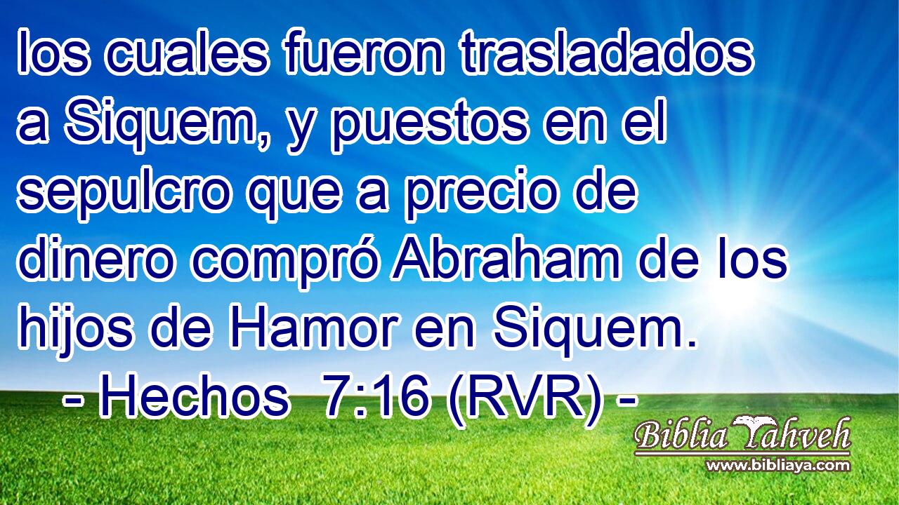 los cuales fueron trasladados a Siquem, y puestos en el sepulcro que a precio de dinero compró Abraham de los hijos de Hamor en Siquem.