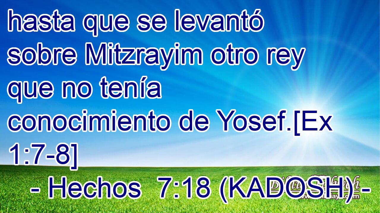  hasta que se levantó sobre Mitzrayim otro rey que no tenía conocimiento de Yosef.[Ex 1:7-8] 