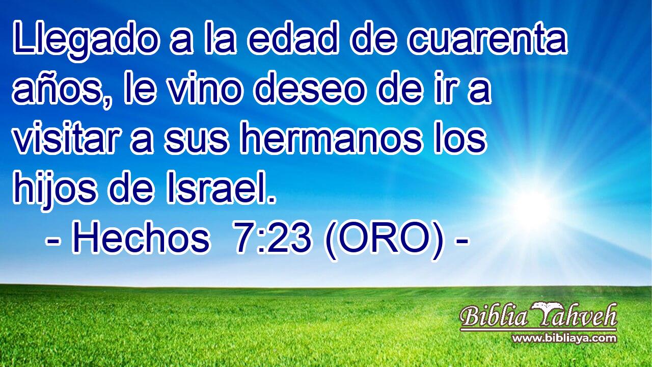  Llegado a la edad de cuarenta años, le vino deseo de ir a visitar a sus hermanos los hijos de Israel. 