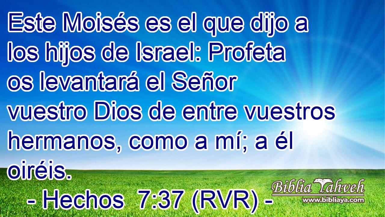 Este Moisés es el que dijo a los hijos de Israel: Profeta os levantará el Señor vuestro Dios de entre vuestros hermanos, como a mí; a él oiréis.