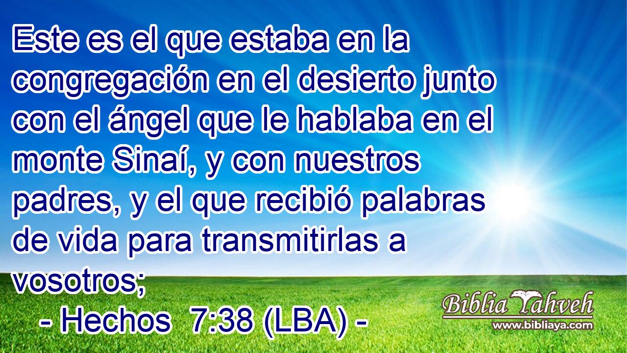 Este es el que estaba en la congregación en el desierto junto con el ángel que le hablaba en el monte Sinaí, y con nuestros padres, y el que recibió palabras de vida para transmitirlas a vosotros;