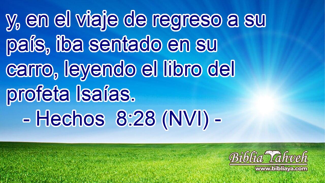  y, en el viaje de regreso a su país, iba sentado en su carro, leyendo el libro del profeta Isaías. 