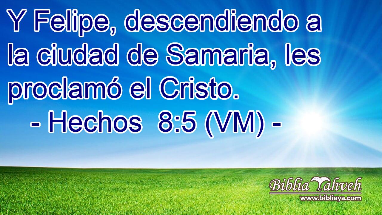  Y Felipe, descendiendo a la ciudad de Samaria, les proclamó el Cristo. 