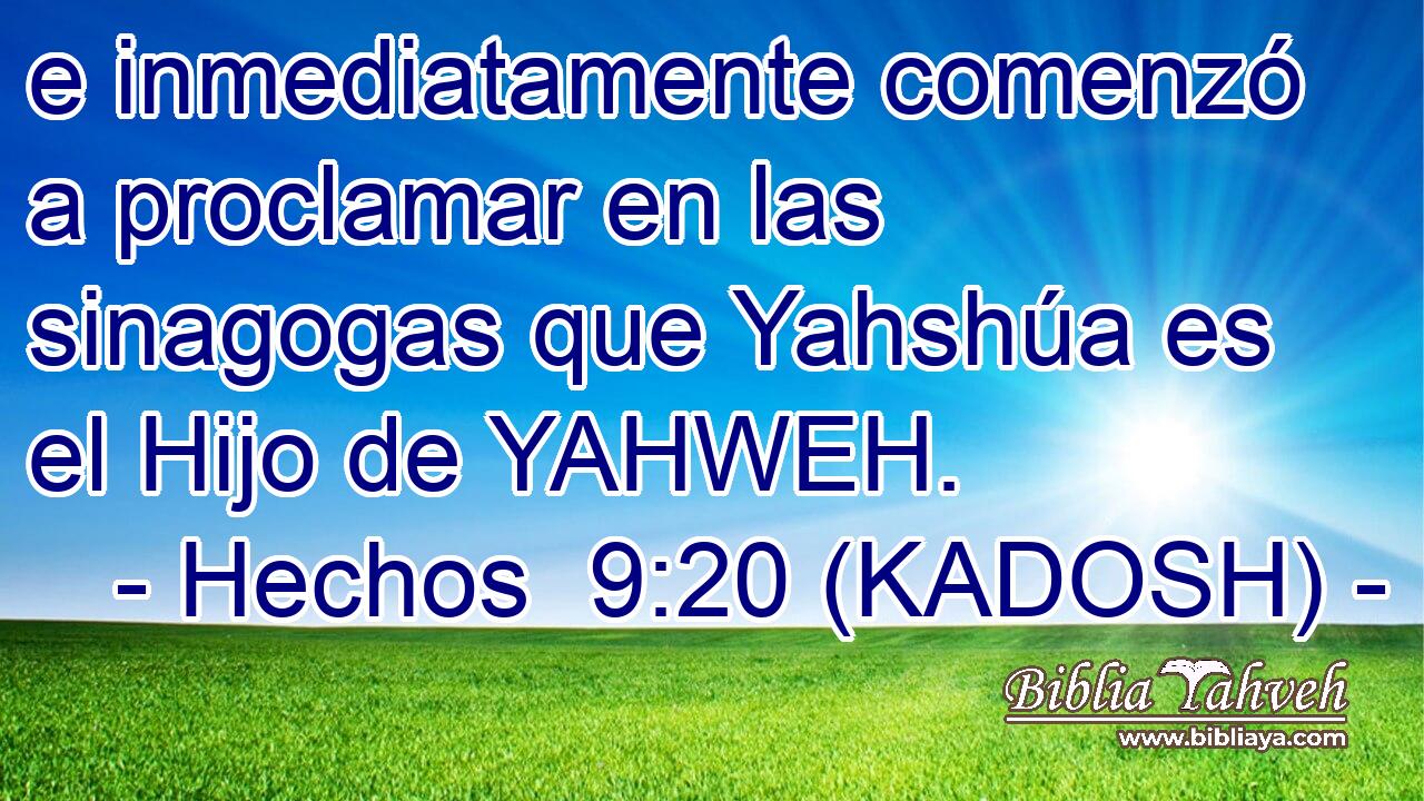  e inmediatamente comenzó a proclamar en las sinagogas que Yahshúa es el Hijo de YAHWEH. 