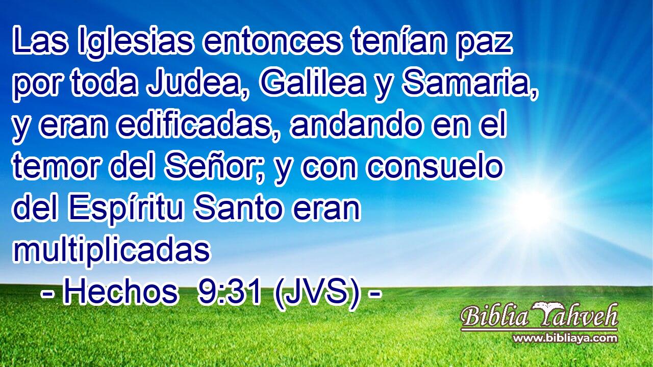 Las Iglesias entonces tenían paz por toda Judea, Galilea y Samaria, y eran edificadas, andando en el temor del Señor; y con consuelo del Espíritu Santo eran multiplicadas