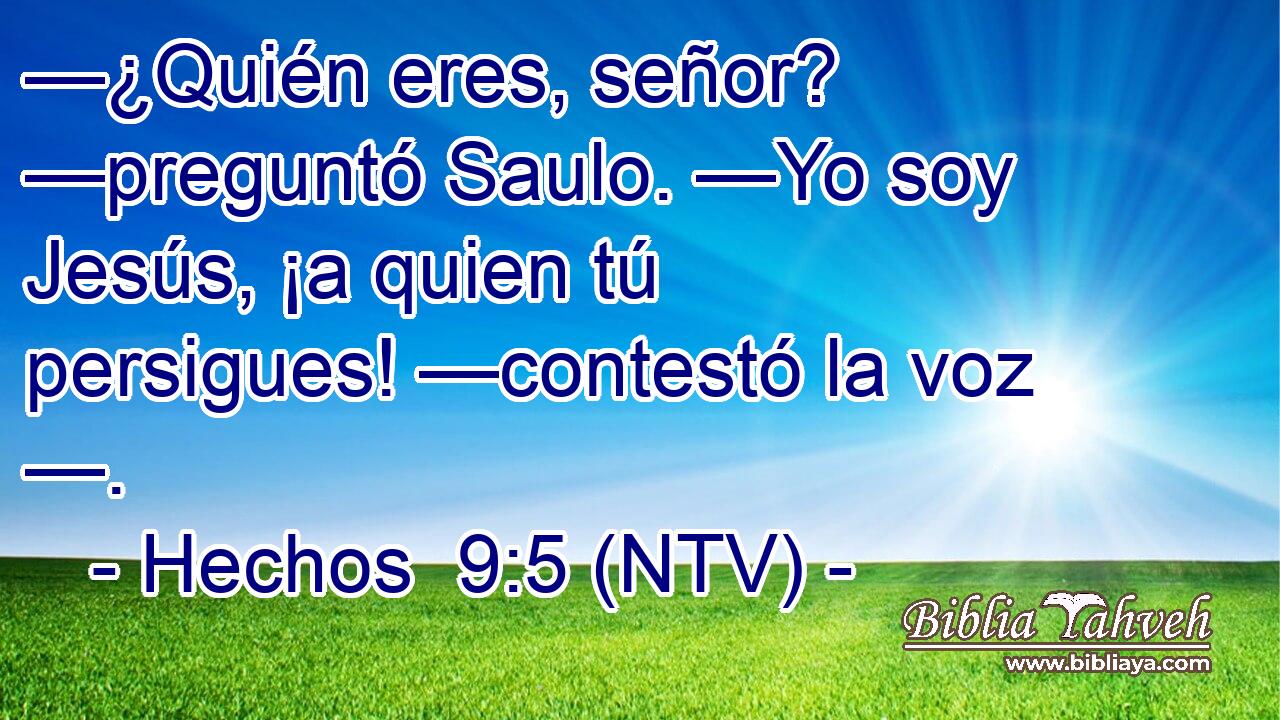 —¿Quién eres, señor? —preguntó Saulo. —Yo soy Jesús, ¡a quien tú persigues! —contestó la voz —.