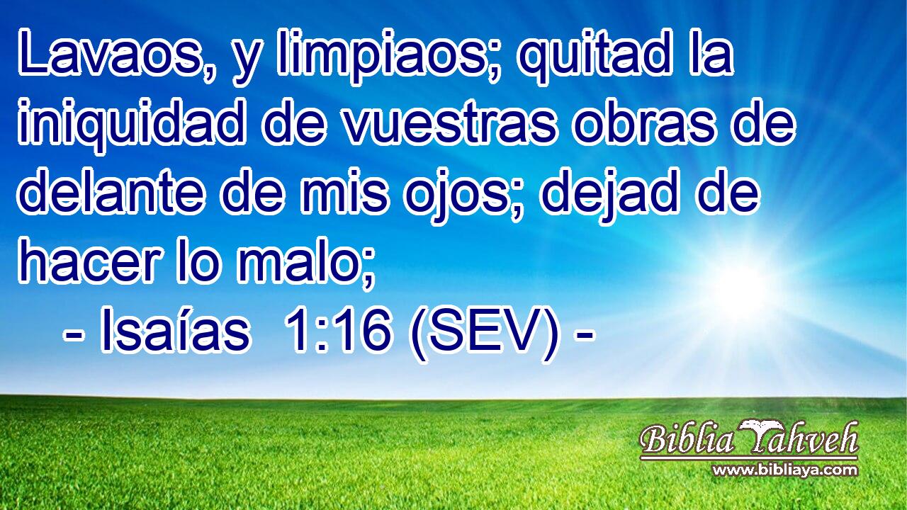 Lavaos, y limpiaos; quitad la iniquidad de vuestras obras de delante de mis ojos; dejad de hacer lo malo;