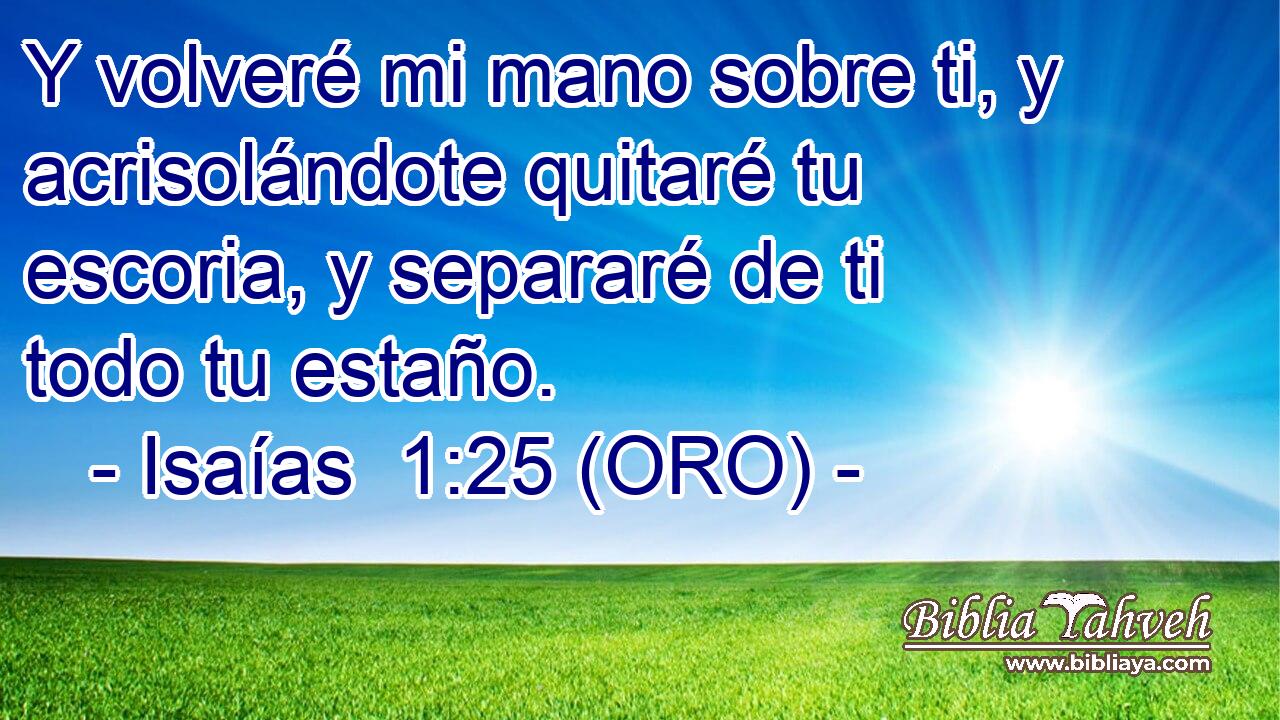  Y volveré mi mano sobre ti, y acrisolándote quitaré tu escoria, y separaré de ti todo tu estaño. 