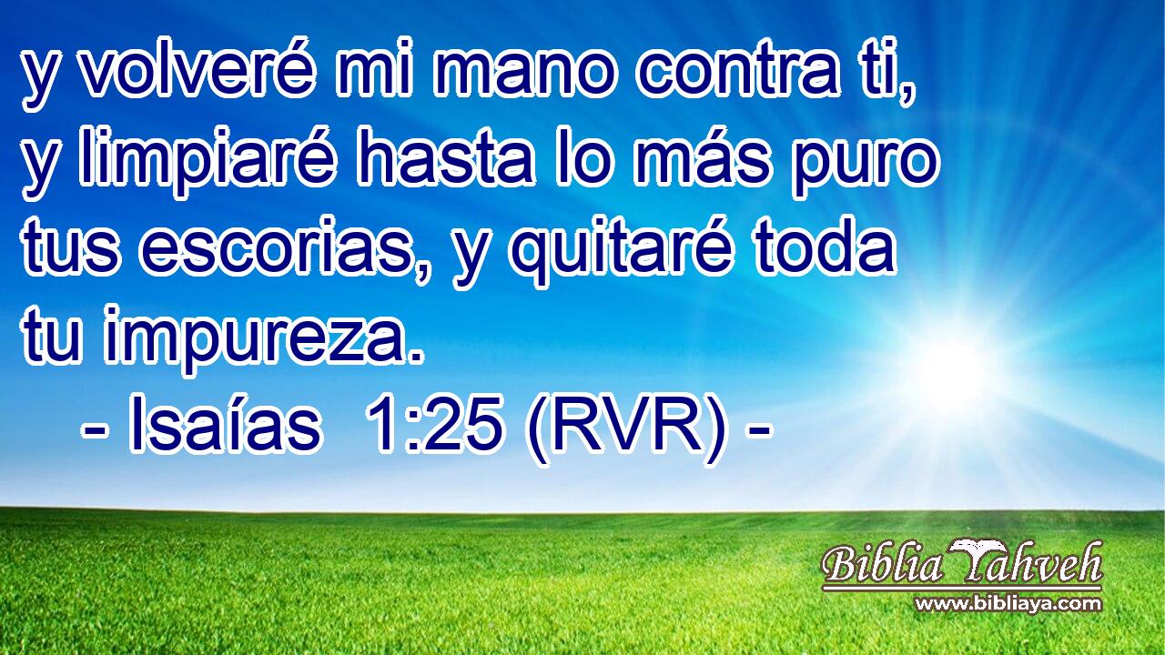 y volveré mi mano contra ti, y limpiaré hasta lo más puro tus escorias, y quitaré toda tu impureza.