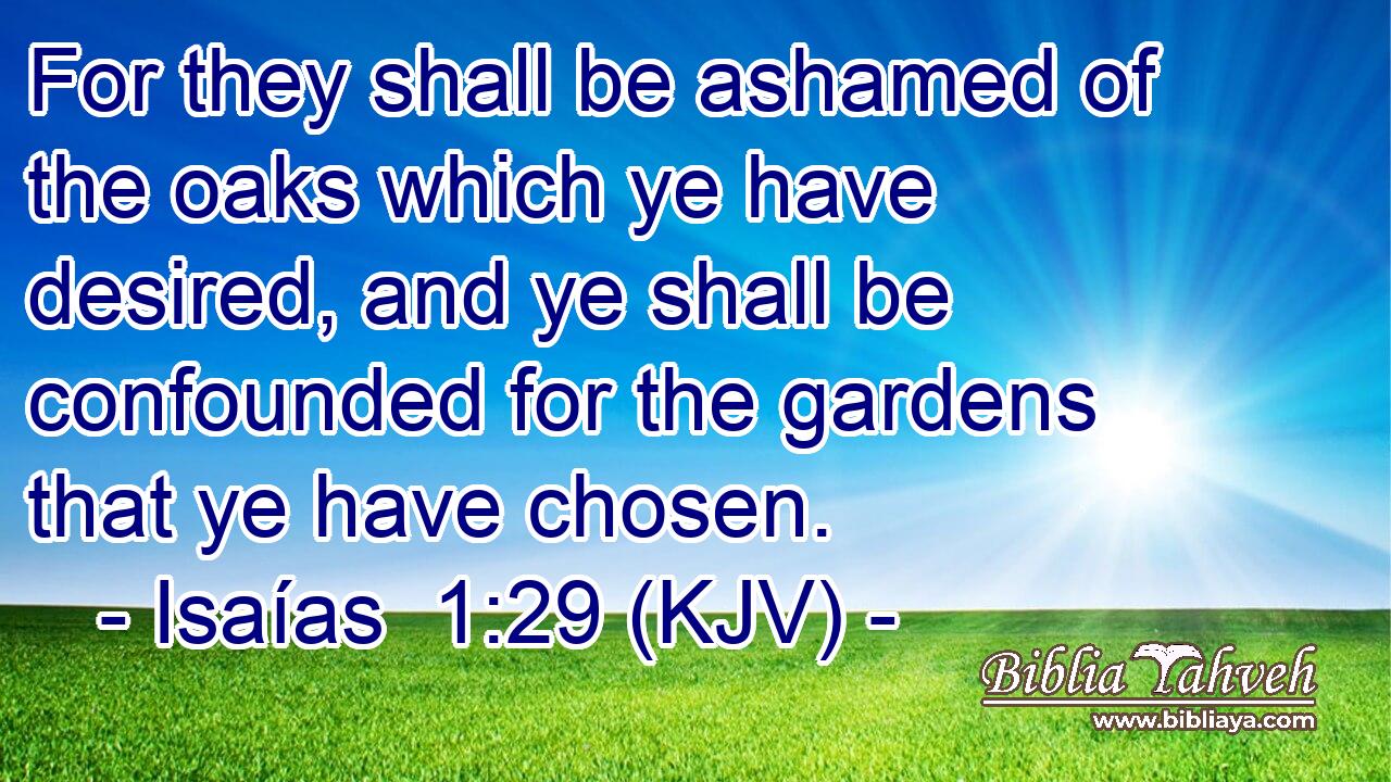 For they shall be ashamed of the oaks which ye have desired, and ye shall be confounded for the gardens that ye have chosen.