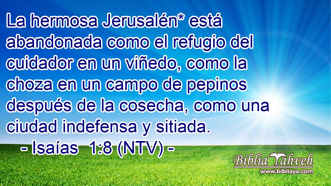 La hermosa Jerusalén* está abandonada como el refugio del cuidador en un viñedo, como la choza en un campo de pepinos después de la cosecha, como una ciudad indefensa y sitiada.