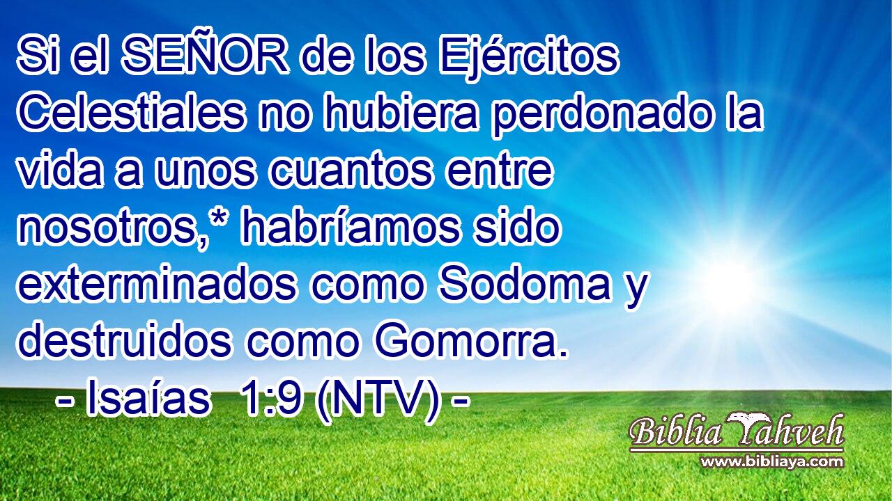 Si el SEÑOR de los Ejércitos Celestiales no hubiera perdonado la vida a unos cuantos entre nosotros,* habríamos sido exterminados como Sodoma y destruidos como Gomorra.