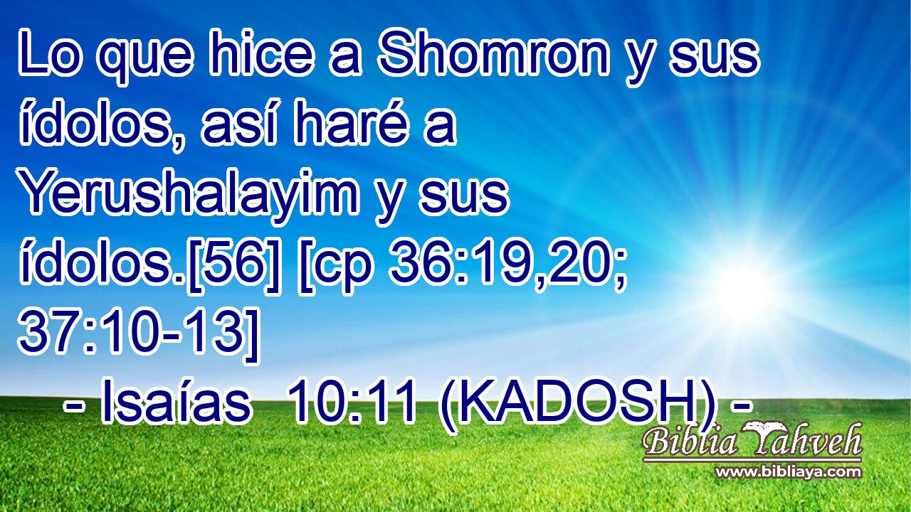  Lo que hice a Shomron y sus ídolos, así haré a Yerushalayim y sus ídolos.[56] [cp 36:19,20; 37:10-13] 