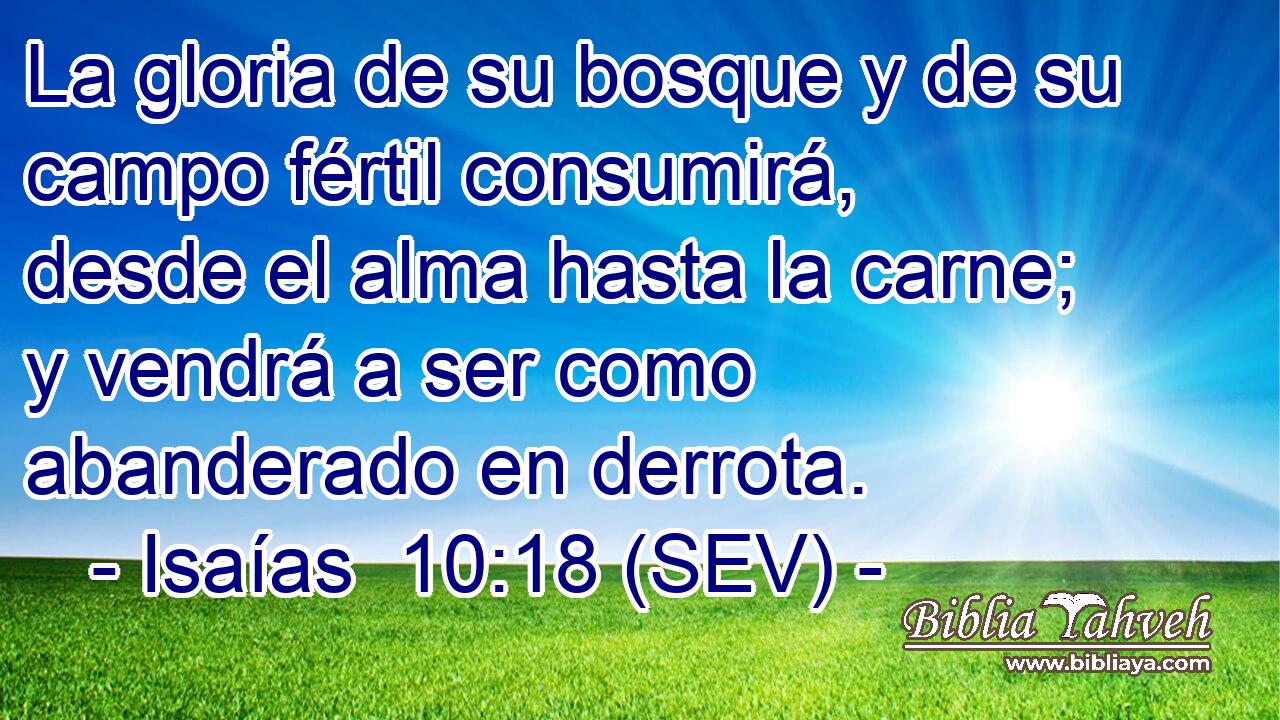 La gloria de su bosque y de su campo fértil consumirá, desde el alma hasta la carne; y vendrá a ser como abanderado en derrota.