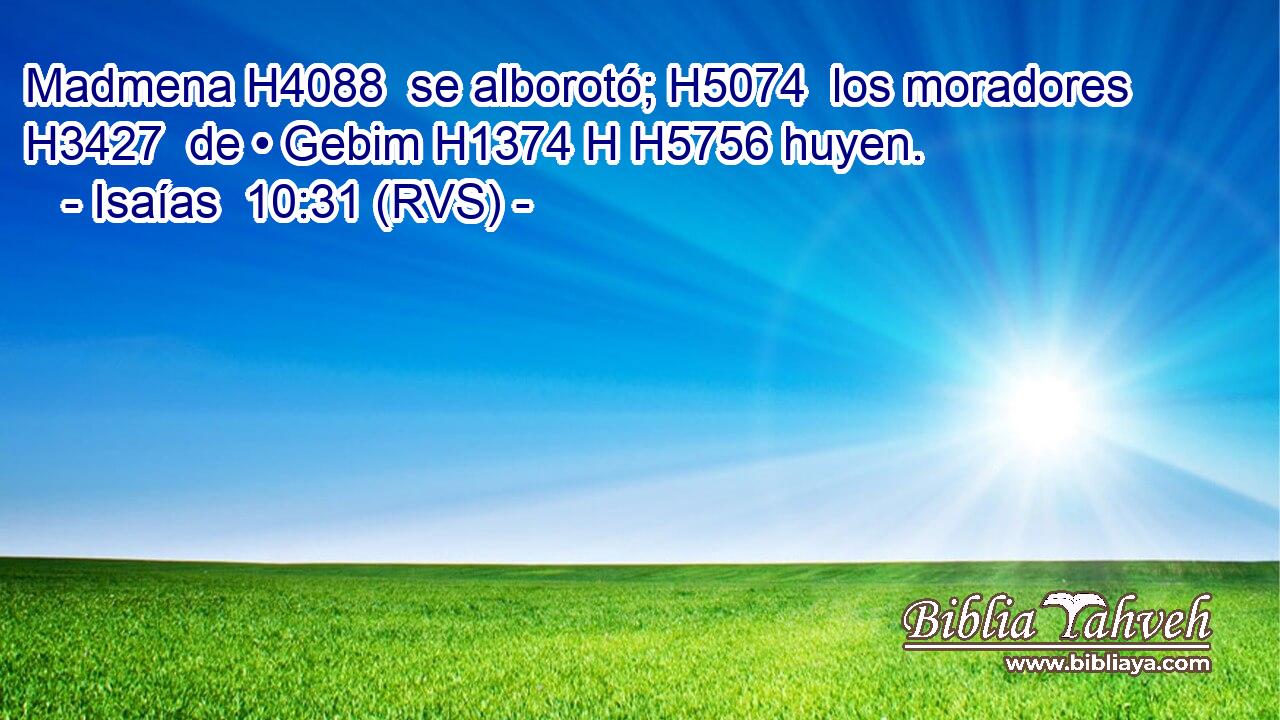 Madmena H4088  se alborotó; H5074  los moradores H3427  de • Gebim H1374 H H5756 huyen. 