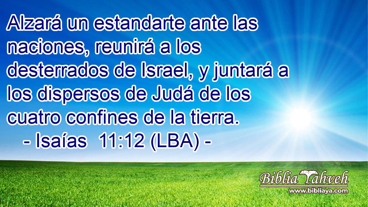 Alzará un estandarte ante las naciones, reunirá a los desterrados de Israel, y juntará a los dispersos de Judá de los cuatro confines de la tierra.