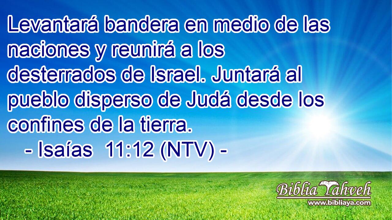 Levantará bandera en medio de las naciones y reunirá a los desterrados de Israel. Juntará al pueblo disperso de Judá desde los confines de la tierra.