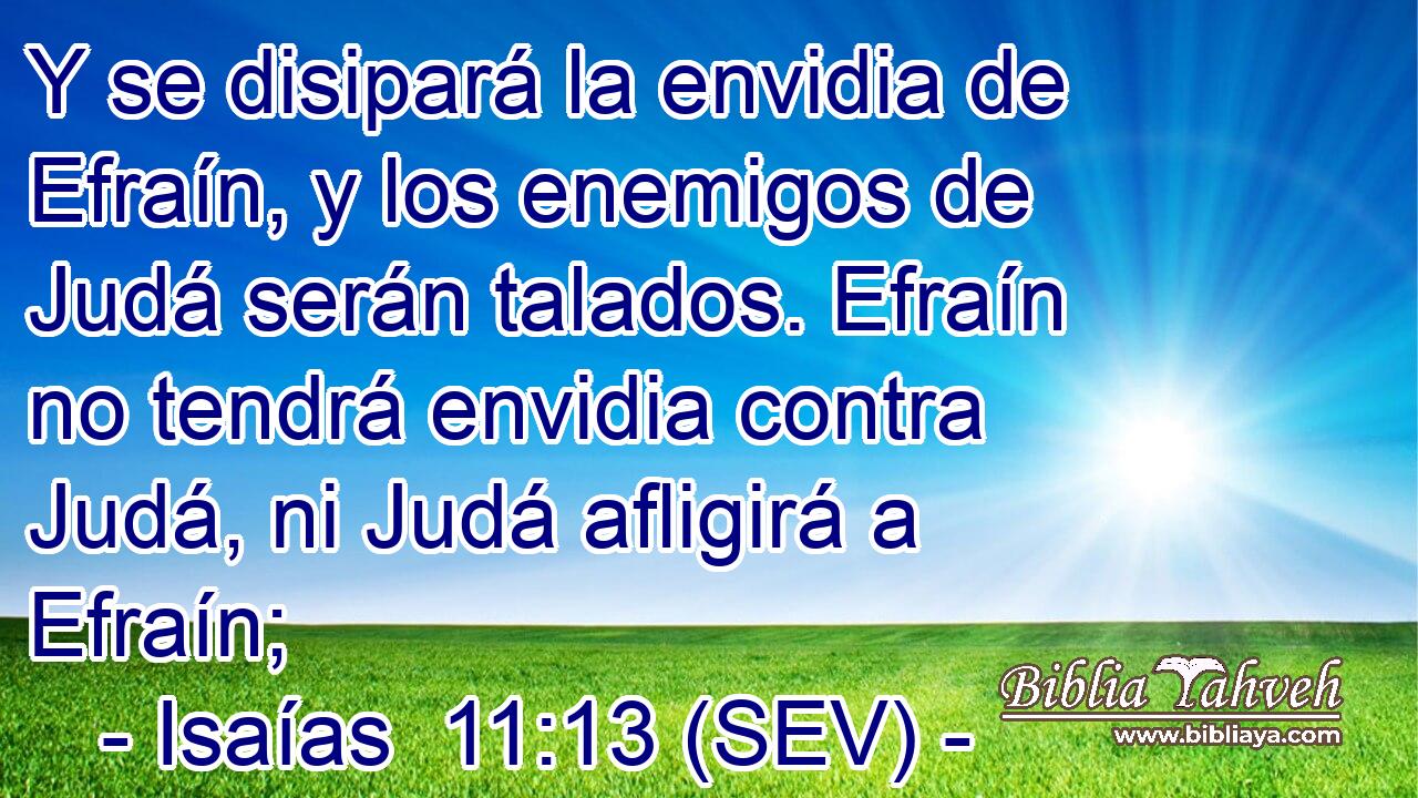 Y se disipará la envidia de Efraín, y los enemigos de Judá serán talados. Efraín no tendrá envidia contra Judá, ni Judá afligirá a Efraín;