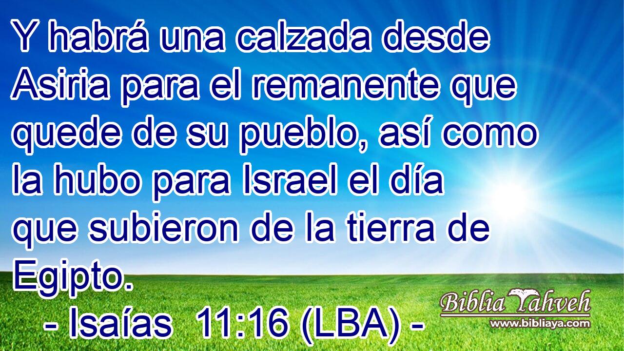 Y habrá una calzada desde Asiria para el remanente que quede de su pueblo, así como la hubo para Israel el día que subieron de la tierra de Egipto.