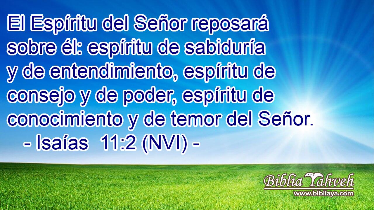  El Espíritu del Señor reposará sobre él: espíritu de sabiduría y de entendimiento, espíritu de consejo y de poder, espíritu de conocimiento y de temor del Señor. 