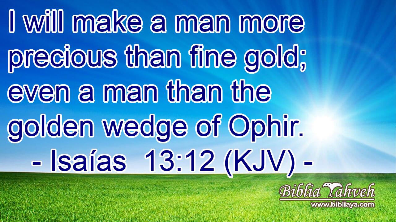 I will make a man more precious than fine gold; even a man than the golden wedge of Ophir.