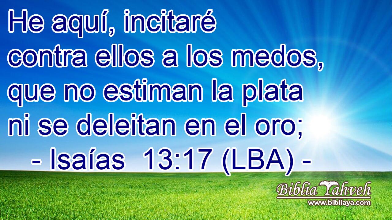 He aquí, incitaré contra ellos a los medos, que no estiman la plata ni se deleitan en el oro;